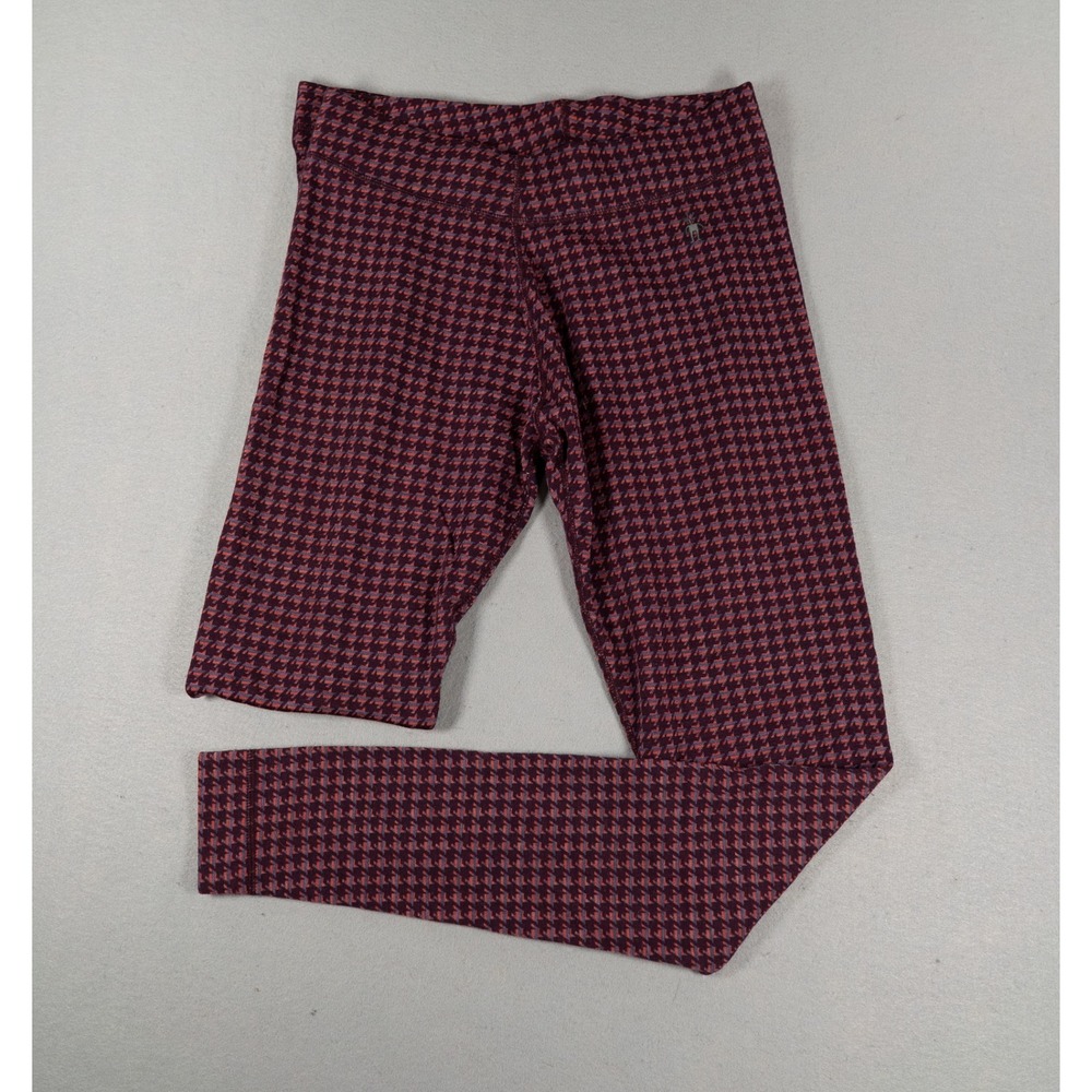 Smartwool Womens Leggings Base Layer Houndstooth 100% Merino Wool Purple Large